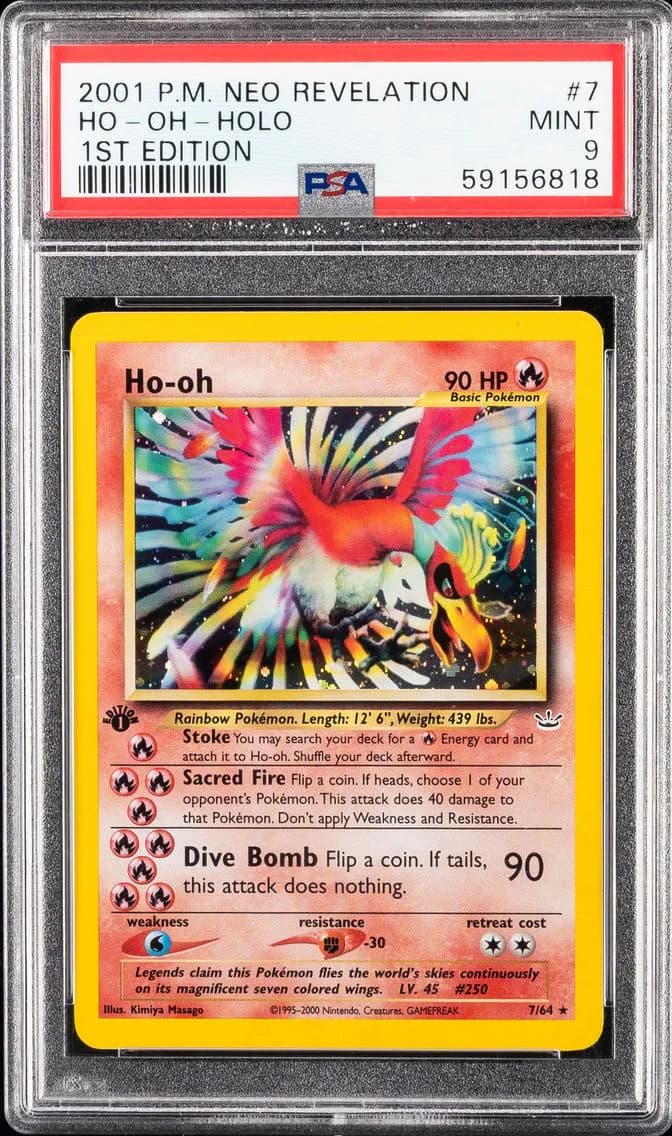 2001 #7 HO-Oh-Holo PSA 9 Neo Revelation 1st Edition Pokemon