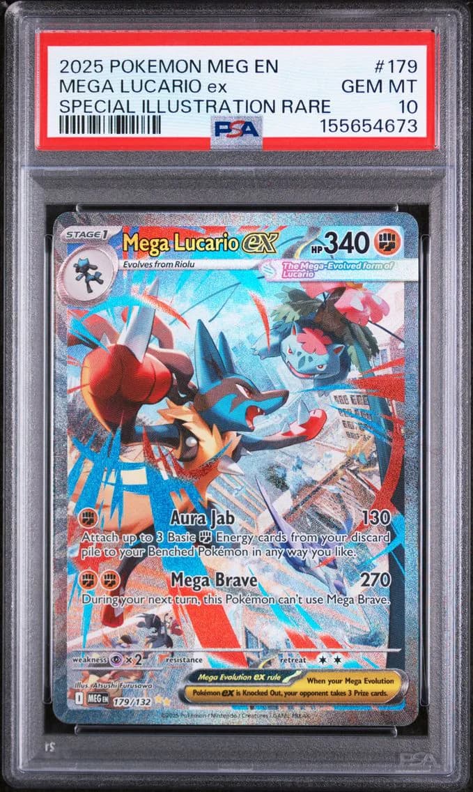 2025 #179 Mega Lucario EX PSA 10 Meg EN-Mega Evolution