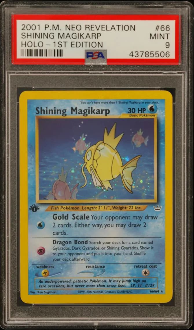 2001 #66 Shining Magikarp-Holo 1st Edition PSA 9 Neo Revelation