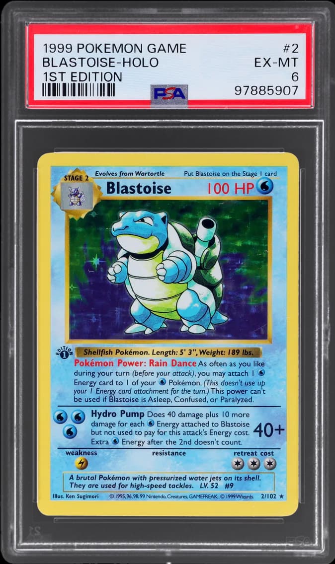 1999 #2 BASE SET HOLO 1ST EDITION BLASTOISE PSA 6 POKEMON