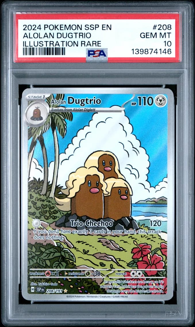 2024 #208 Alolan Dugtrio PSA 10 Ssp EN-Surging Sparks