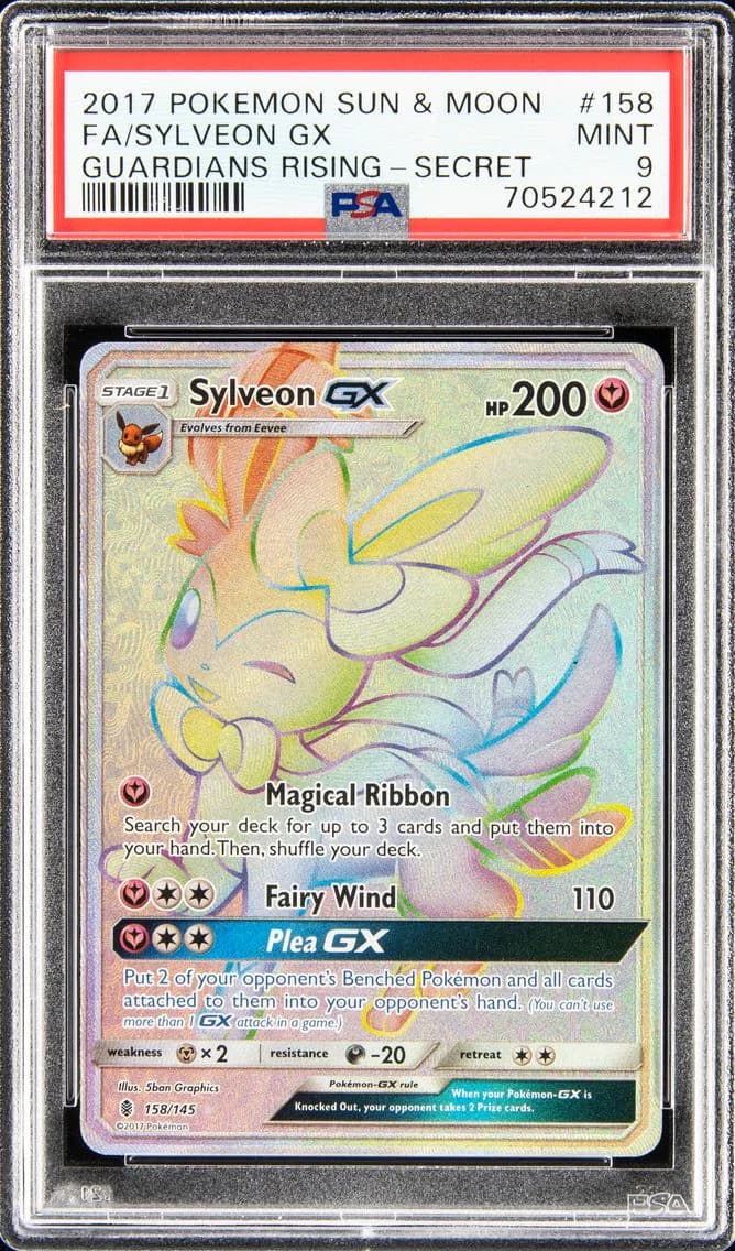 2017 #158 FULL ART/SYLVEON GX PSA 9 POKEMON SUN & MOON GUARDIANS RISING | SECRET