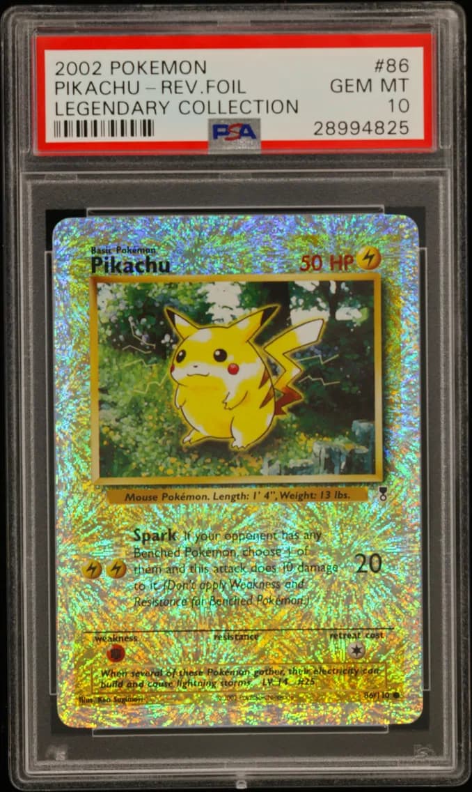 2002 #86 Pikachu-Reverse Foil PSA 10 Legendary Collection