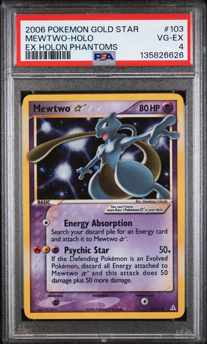2006 #103 Mewtwo-Holo Gold Star PSA 4 EX Holon Phantoms