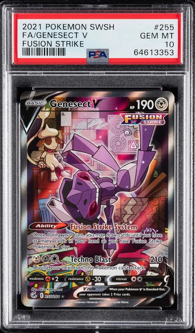 2021 #255 FULL ART/GENESECT V PSA 10 POKEMON SWORD & SHIELD FUSION STRIKE