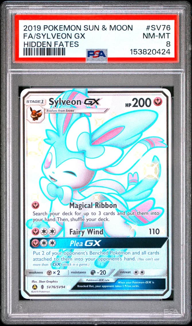 2019 #SV76 Full Art/Sylveon GX PSA 8 Sun & Moon Hidden Fates