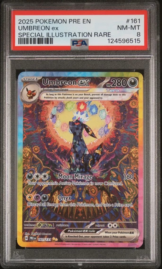 2025 #161 Umbreon ex SIR PSA 8 Scarlet and Violet Prismatic Evolutions Pokemon