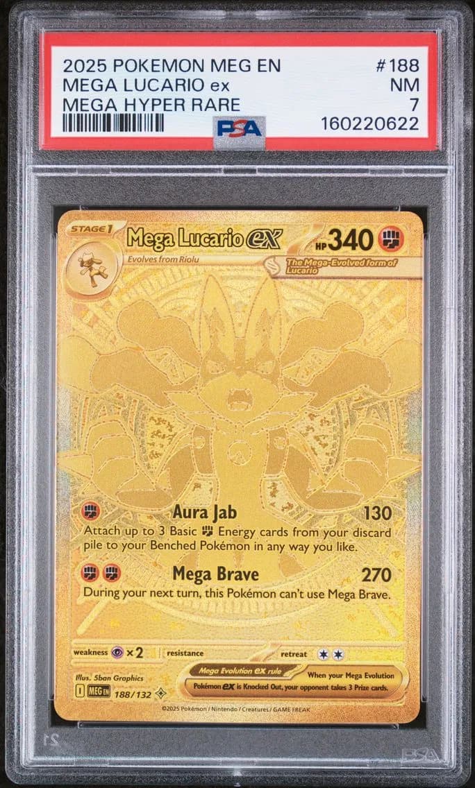 2025 #188 Mega Lucario EX PSA 7 Meg EN-Mega Evolution