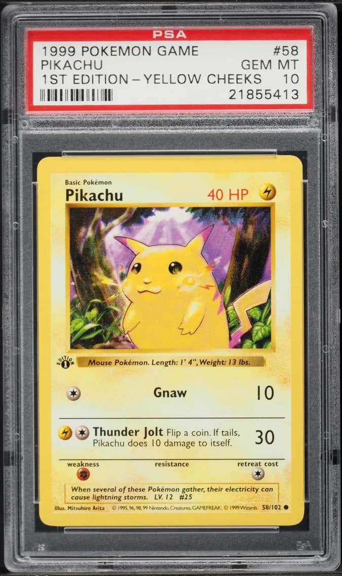 1999 #58 Pikachu PSA 10 Game Pokemon