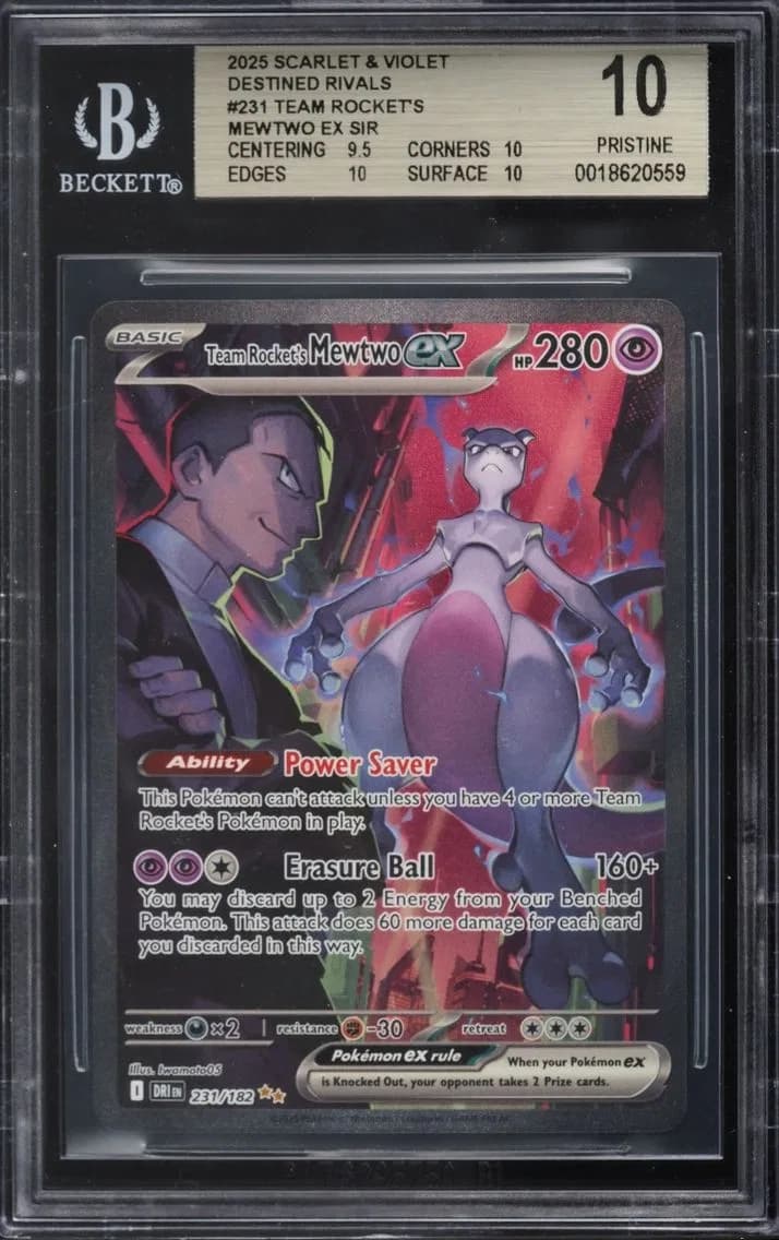 2025 Pokemon Scarlet & Violet Destined Rivals SIR Team Rocket's Mewtwo ex #231 BGS 10 PRISTINE