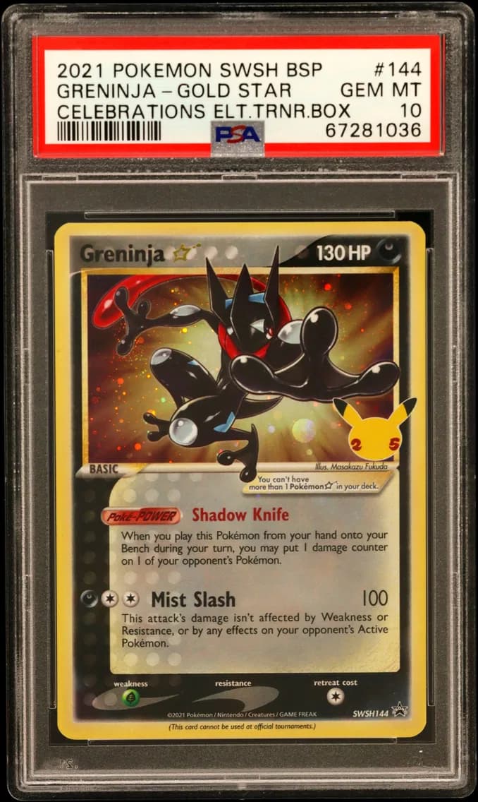 2021 #144 Greninja-Gold Star PSA 10 Swsh Black Star Promo