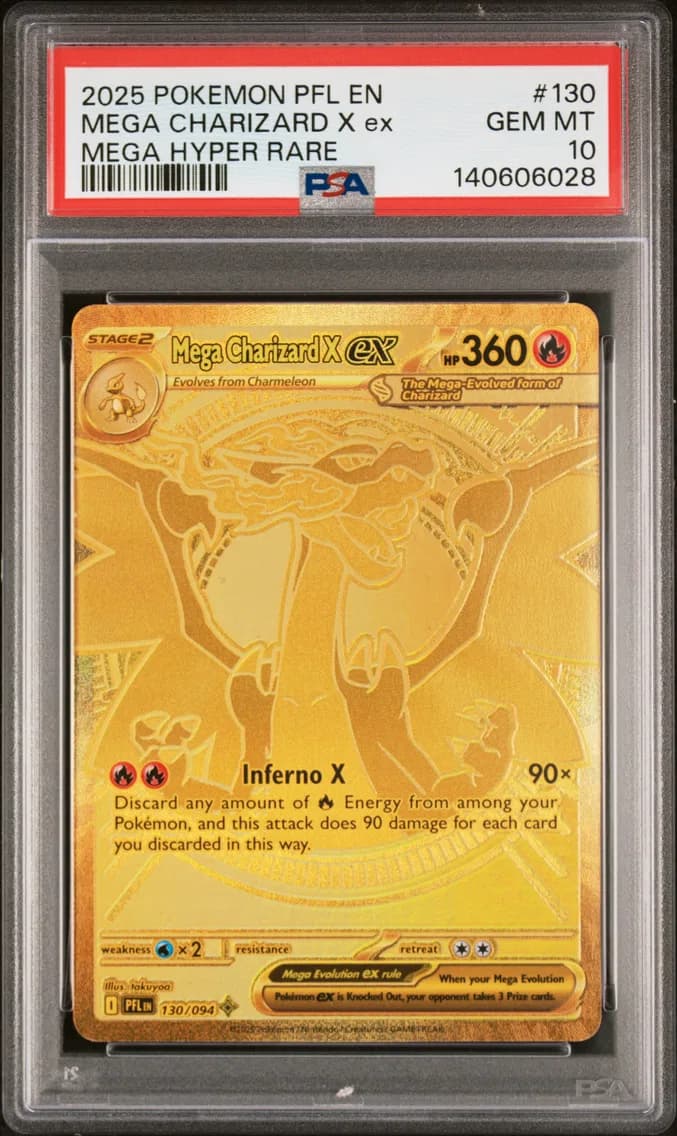 2025 #130 Mega Charizard X EX PSA 10 Pfl EN-Phantasmal Flames