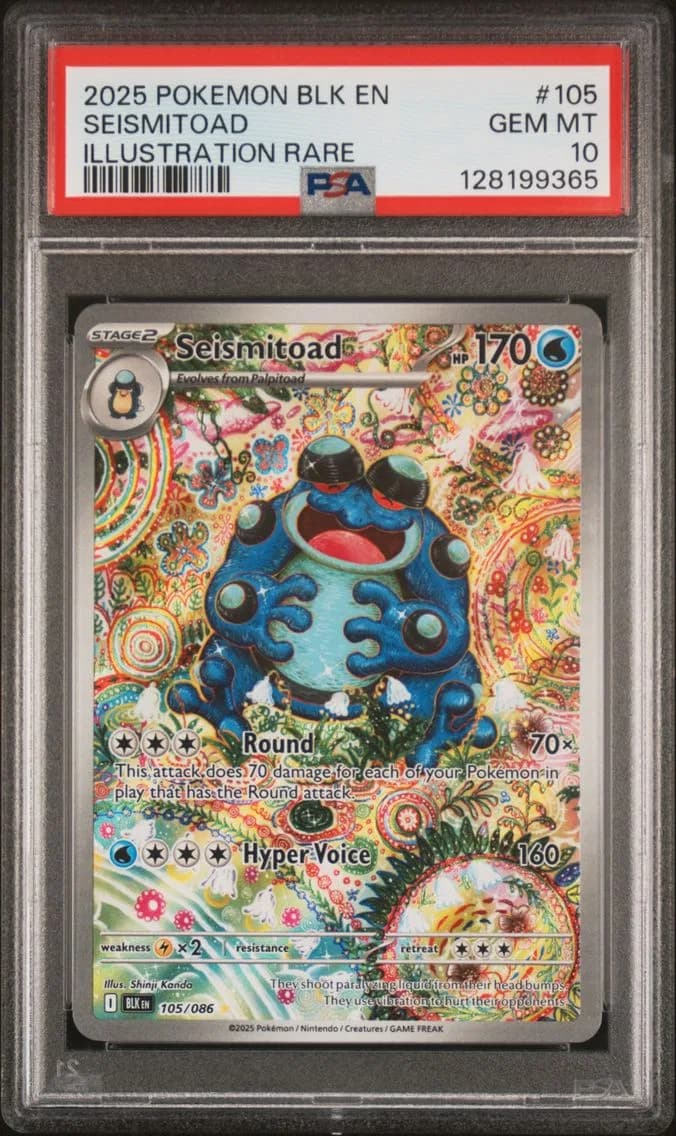 2025 #105 Seismitoad PSA 10 Blk EN-Black Bolt