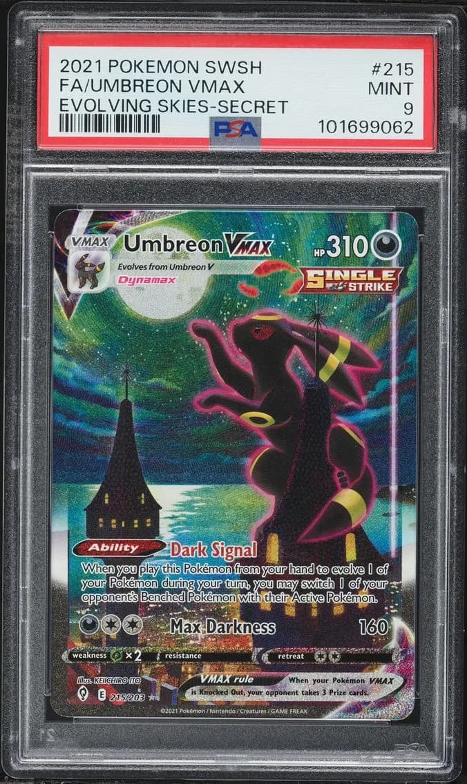 2021 #215 Full Art/Umbreon Vmax PSA 9 Sword & Shield Evolving Skies Pokemon