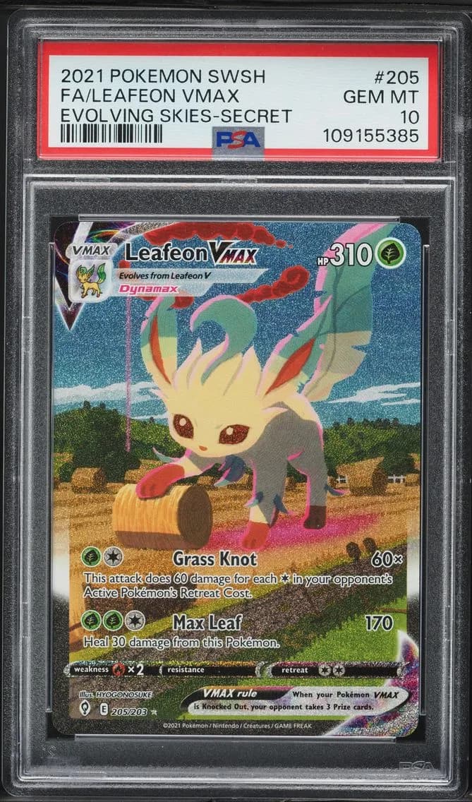 2021 #205 Full Art/Leafeon Vmax PSA 10 Sword & Shield Evolving Skies Pokemon