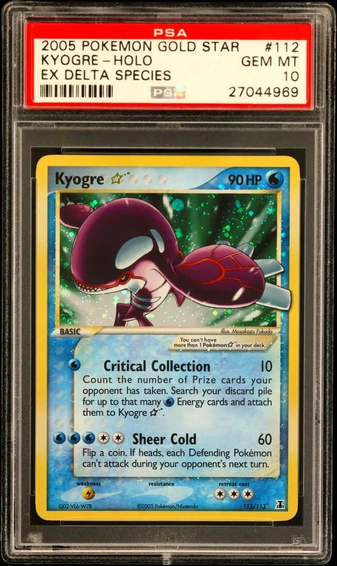 2005 #112 Kyogre-Holo Gold Star PSA 10 EX Delta Species