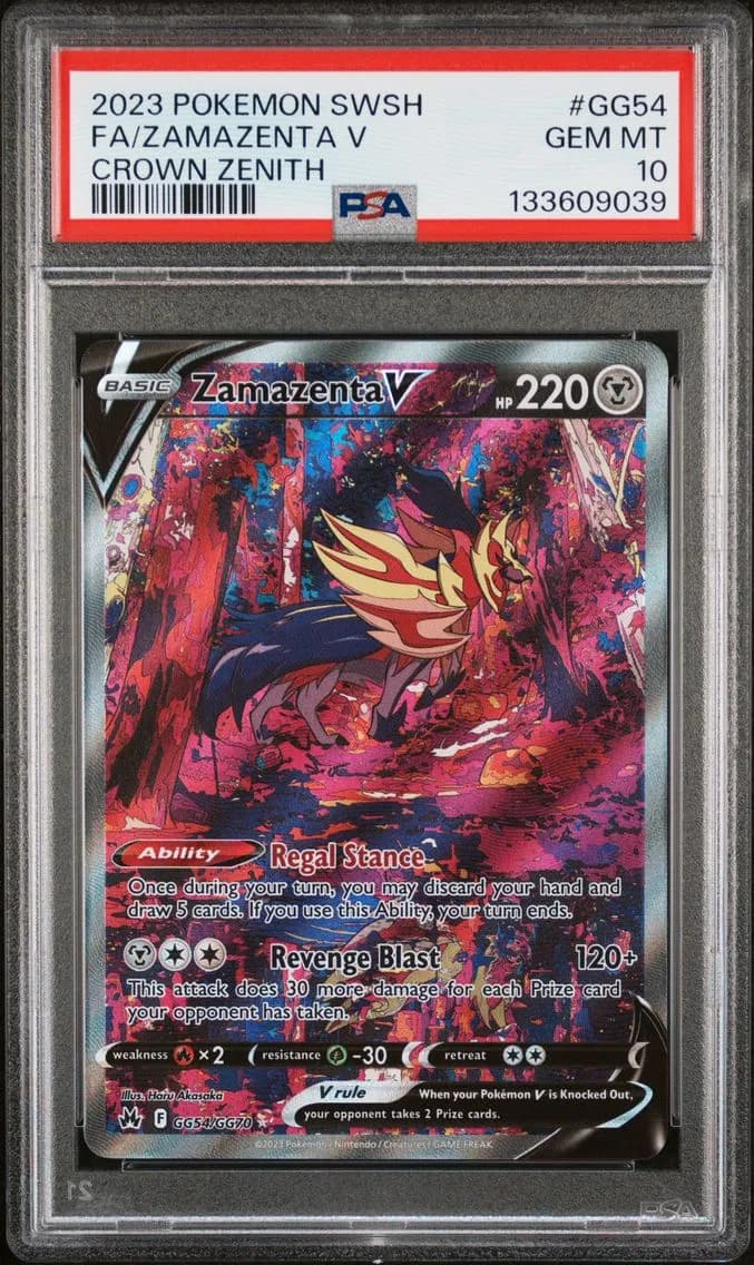 2023 #GG54 Full Art/Zamazenta V PSA 10 Sword and Shield Crown Zenith