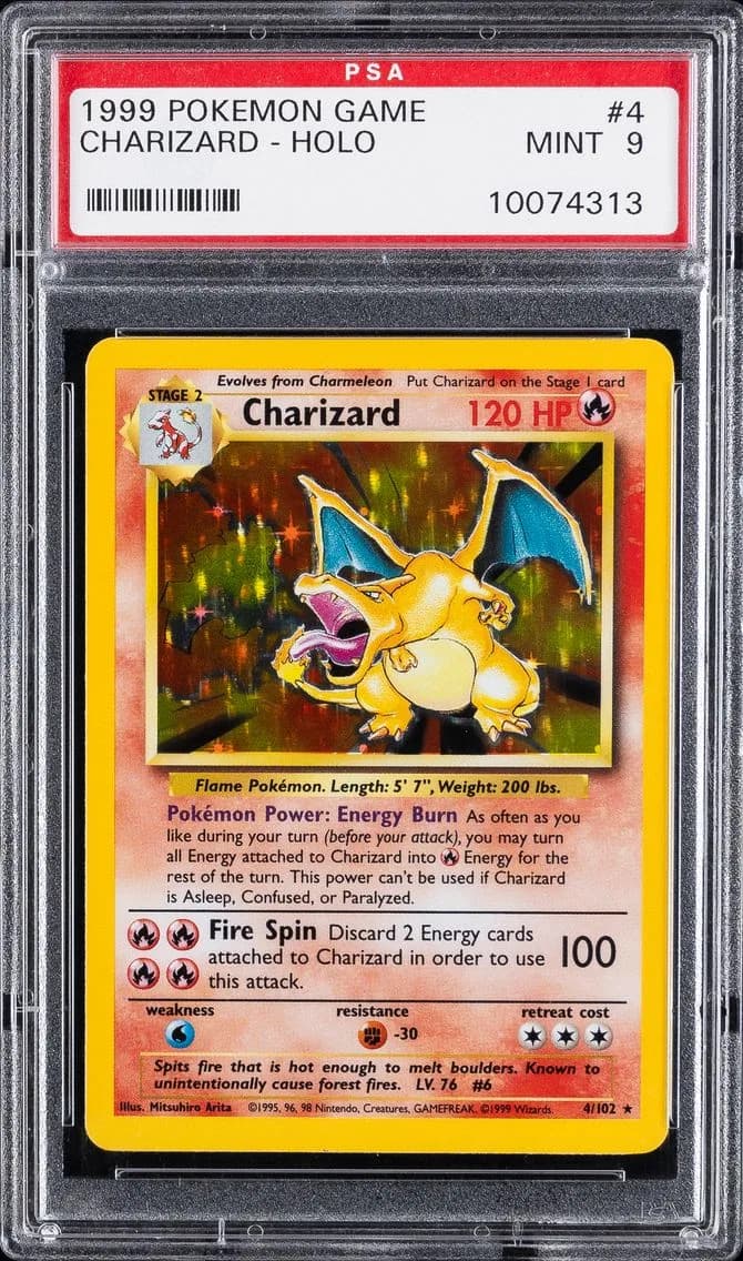 1999 #4 Charizard-Holo PSA 9 Game Pokemon