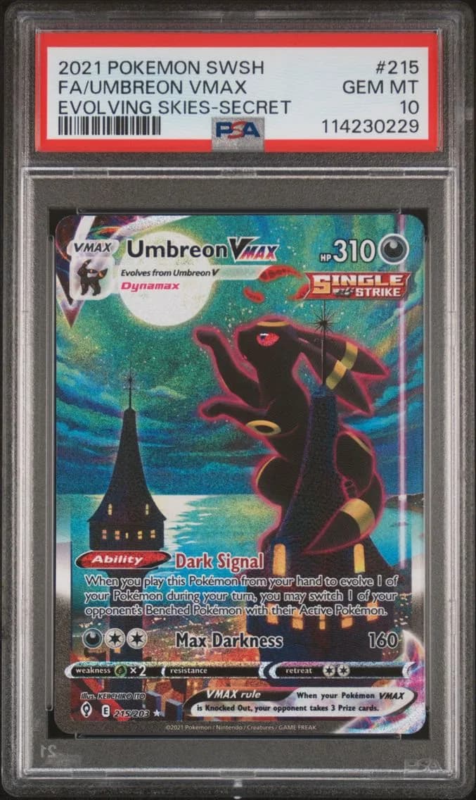2021 #215 Full Art/Umbreon Vmax PSA 10 Sword & Shield Evolving Skies