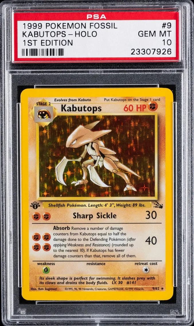 1999 #9 Kabutops-Holo 1st Edition PSA 10 Fossil Pokemon