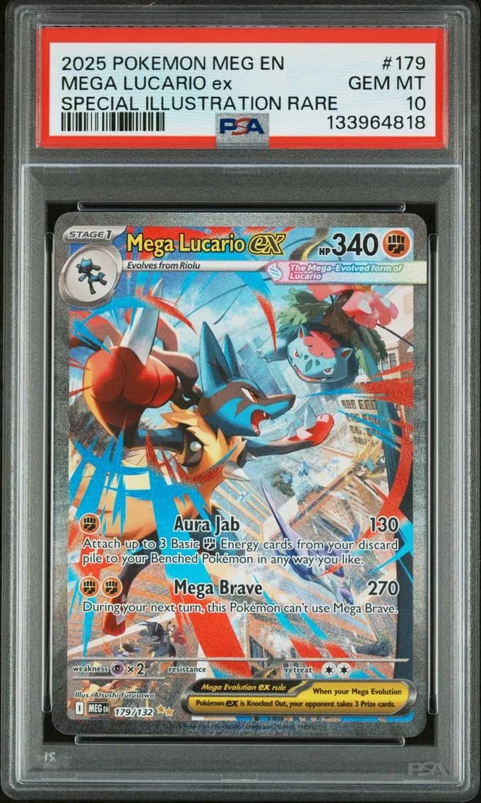 2025 #179 Mega Lucario EX PSA 10 Meg EN-Mega Evolution