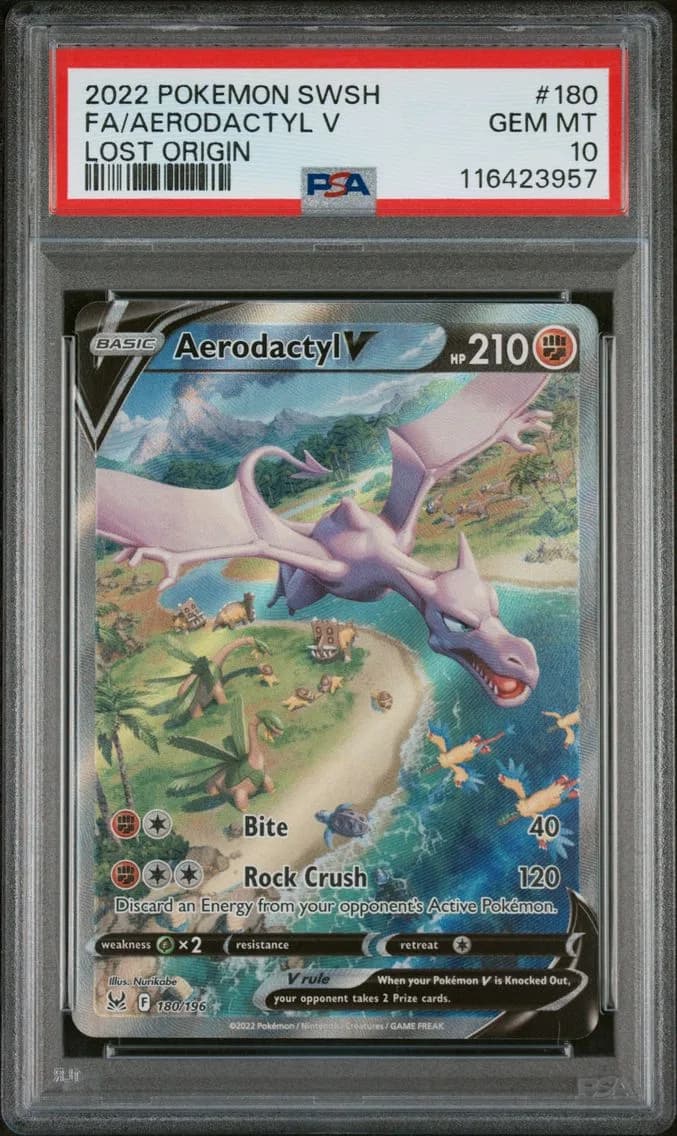 2022 #180 Full Art/Aerodactyl V PSA 10 Sword & Shield Lost Origin