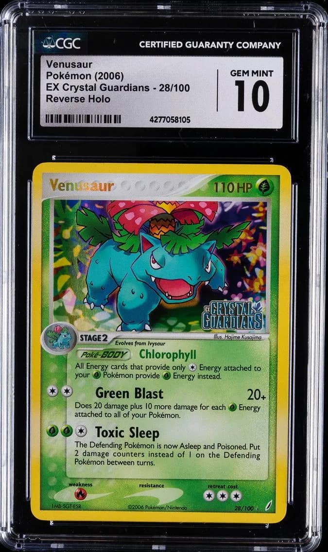 2006 #28 Venusaur CGC 10 Gem Mint Pokemon | EX Crystal Guardians, Reverse Holo