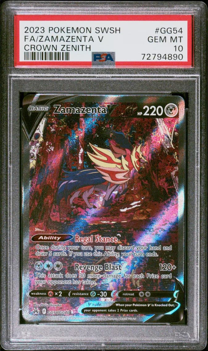 2023 #GG54 Full Art/Zamazenta V PSA 10 Sword and Shield Crown Zenith