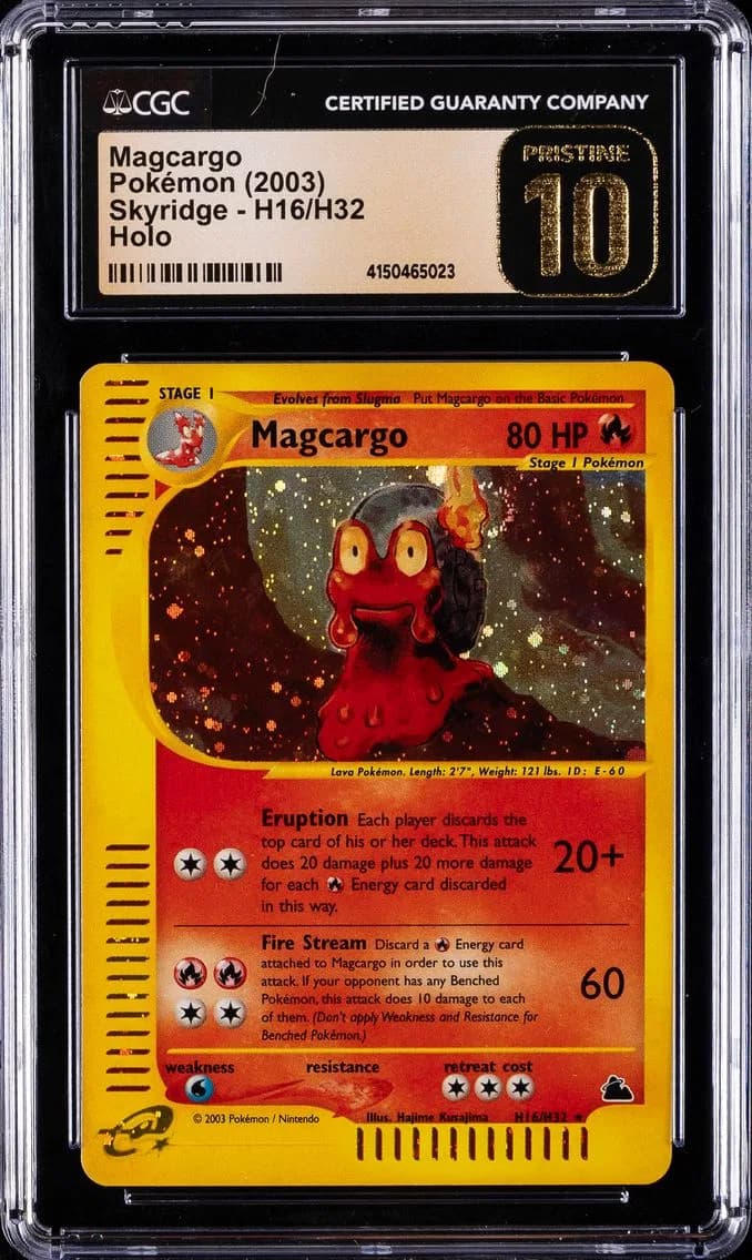 2003 #H16 Magcargo-Holo CGC 10 Pristine Skyridge Pokemon
