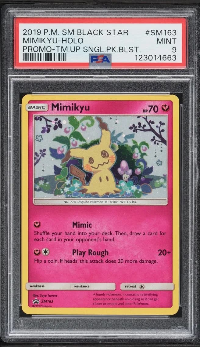 2019 Pokemon Sun & Moon Black Star Promo Team Up Holo Mimikyu #SM163 PSA 9 MINT