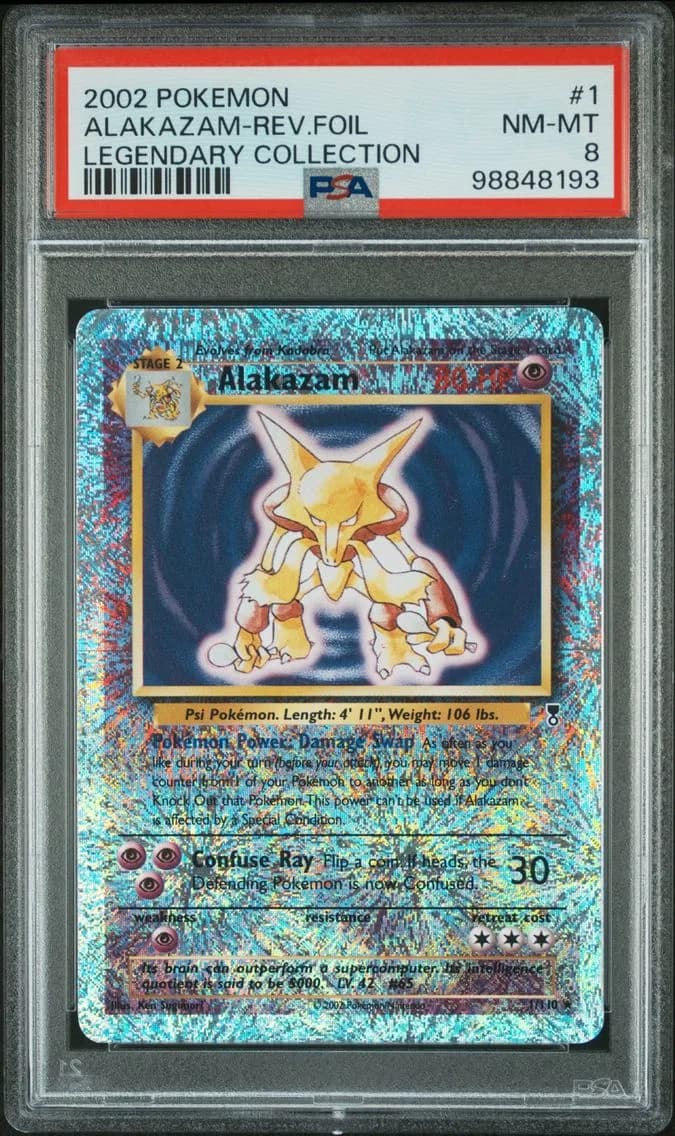 2002 #1 Alakazam-Reverse Foil PSA 8 Legendary Collection