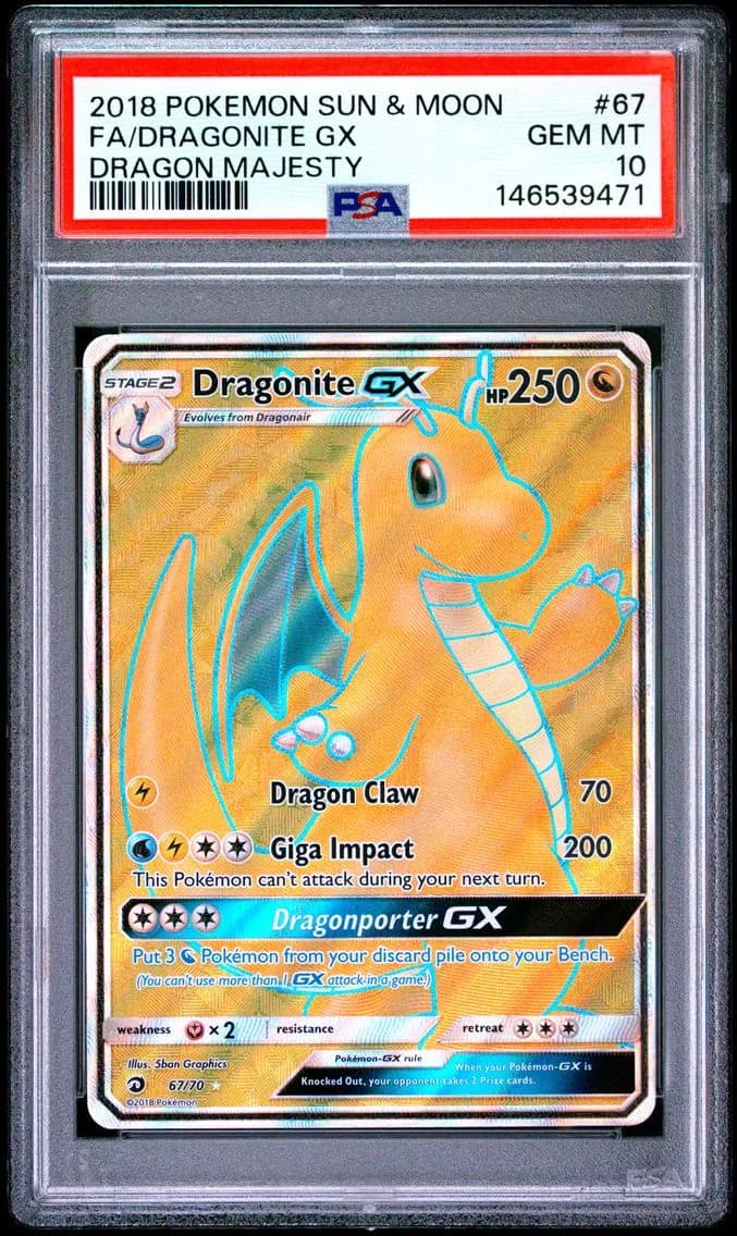 2018 #67 Full Art/Dragonite GX PSA 10 Sun & Moon Dragon Majesty