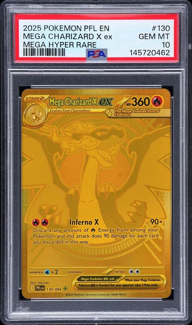 2025 #130 Mega Charizard X EX PSA 10 Pfl EN-Phantasmal Flames
