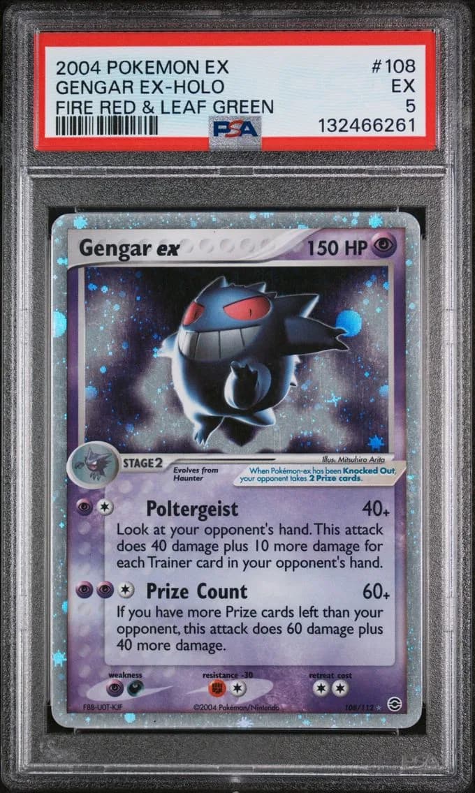 2004 #108 Gengar EX-Holo PSA 5 EX Fire Red & Leaf Green
