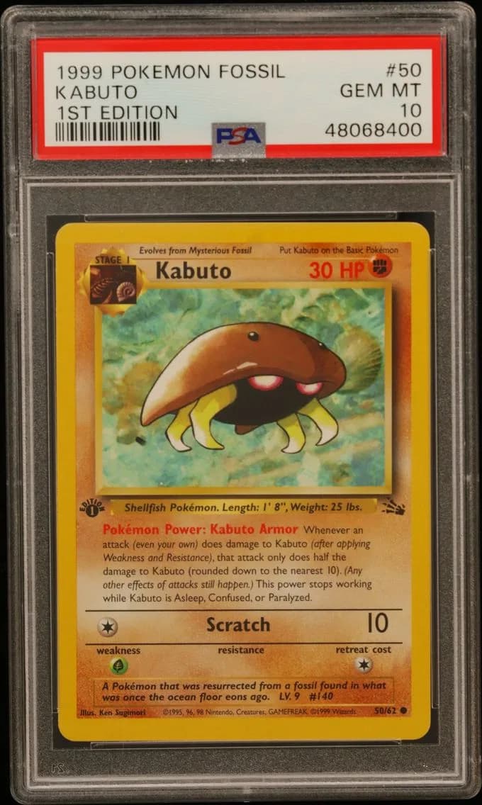 1999 #50 Kabuto 1st Edition PSA 10 Fossil