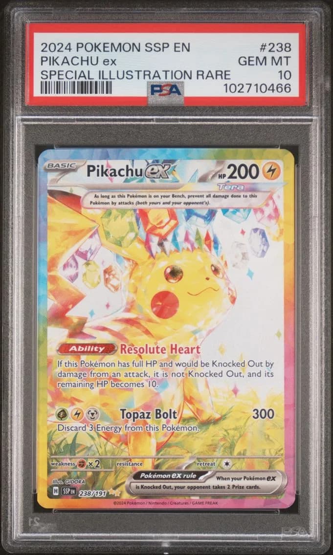 2024 #238 Pikachu EX PSA 10 Ssp EN-Surging Sparks