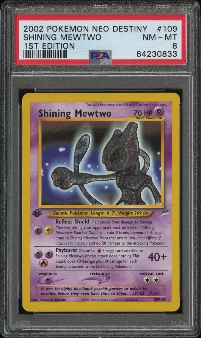 2002 #109 Shining Mewtwo 1st Edition PSA 8 Neo Destiny