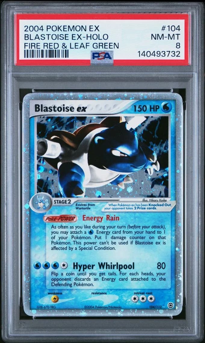 2004 #104 Blastoise EX-Holo PSA 8 EX Fire Red & Leaf Green Pokemon