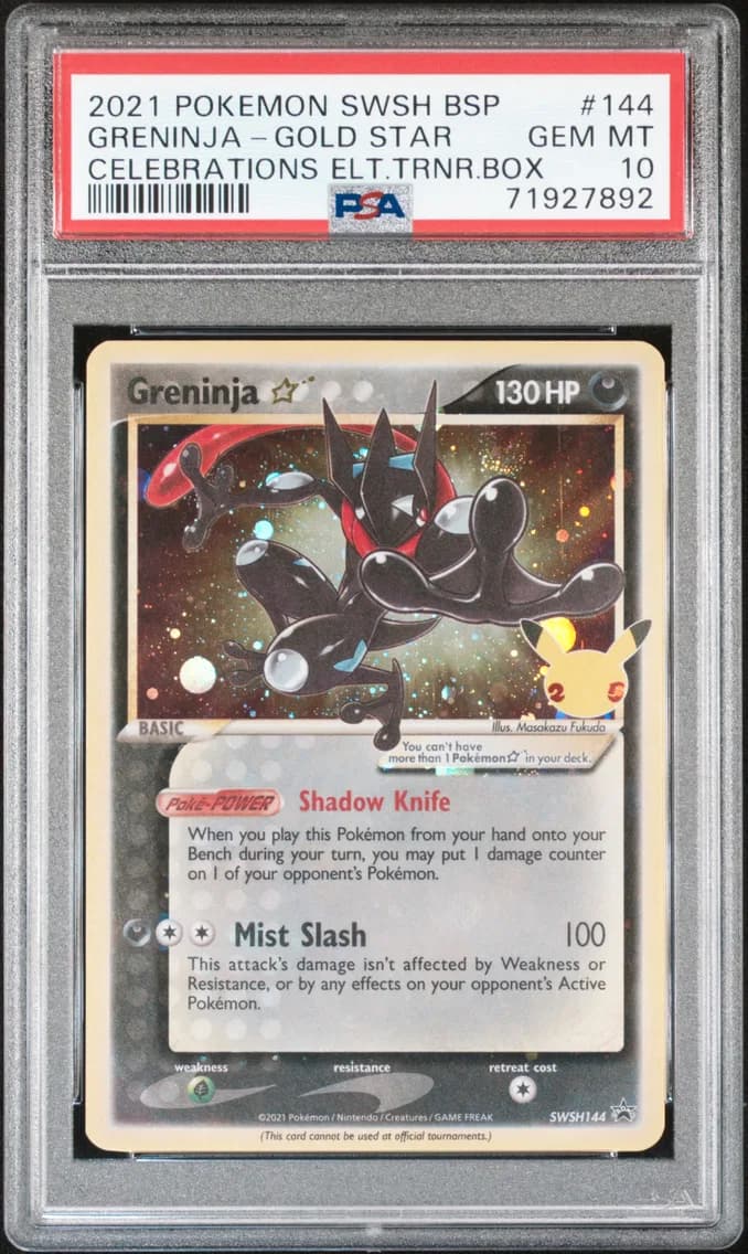 2021 #144 Greninja-Gold Star PSA 10 Swsh Black Star Promo
