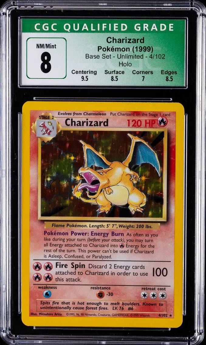 1999 #4 Charizard-Holo CGC 8 Game Pokemon