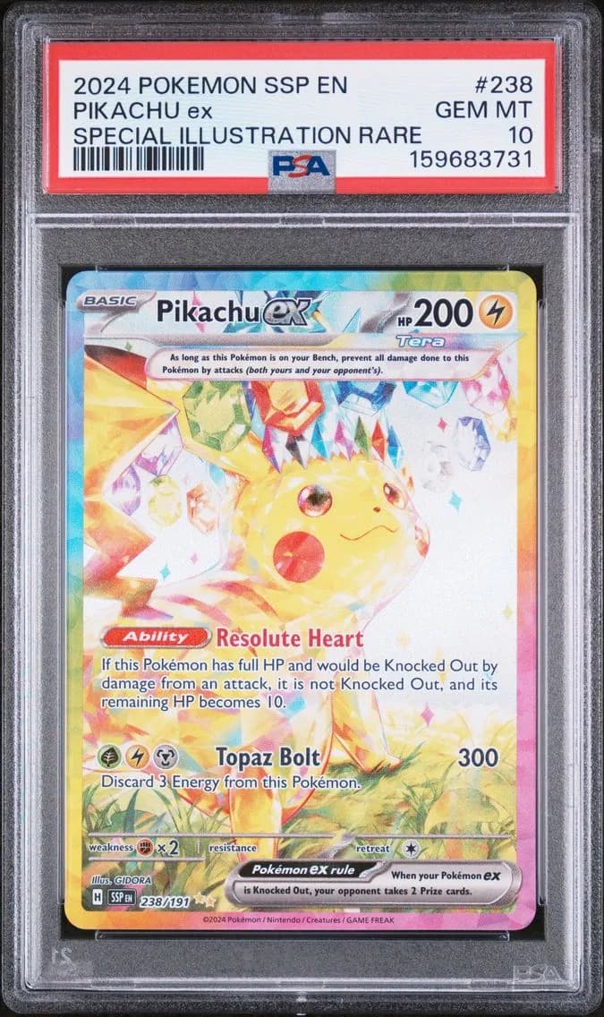 2024 #238 Pikachu EX PSA 10 Ssp EN-Surging Sparks