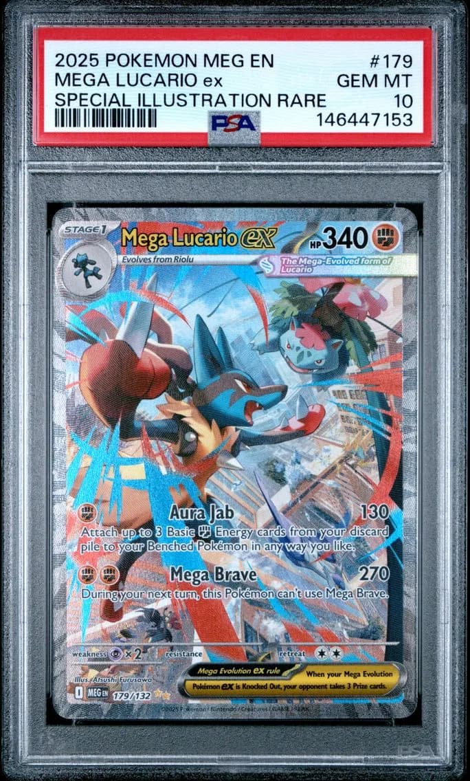 2025 #179 Mega Lucario EX PSA 10 Meg EN-Mega Evolution