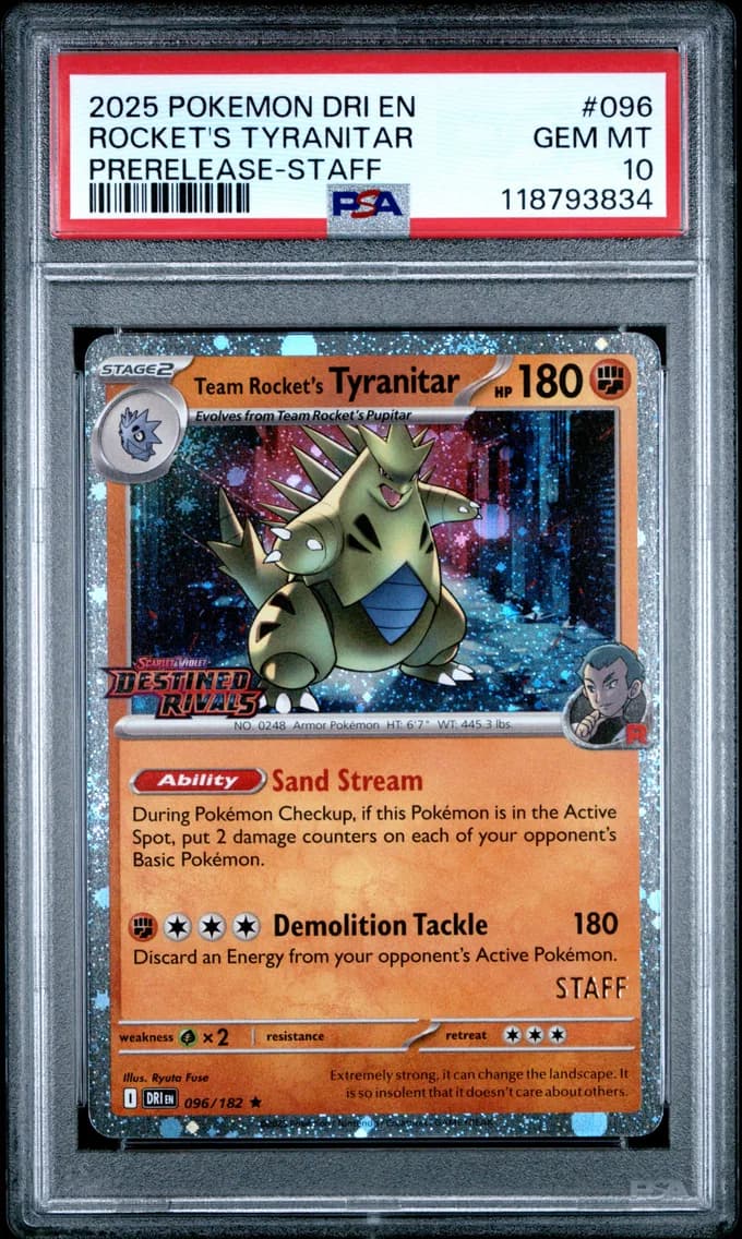 2025 #096 Team Rocket's Tyranitar PSA 10 Dri EN-Destined Rivals
