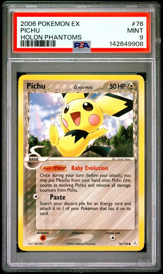 2006 #76 Pichu PSA 9 EX Holon Phantoms