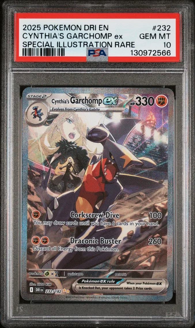 2025 #232 Cynthia's Garchomp EX PSA 10 Dri EN-Destined Rivals