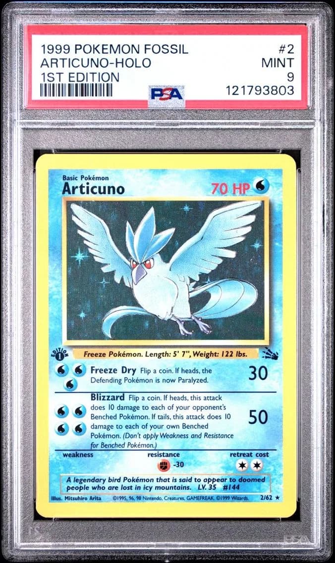 1999 #2 ARTICUNO-HOLO PSA 9 POKEMON FOSSIL 1ST EDITION