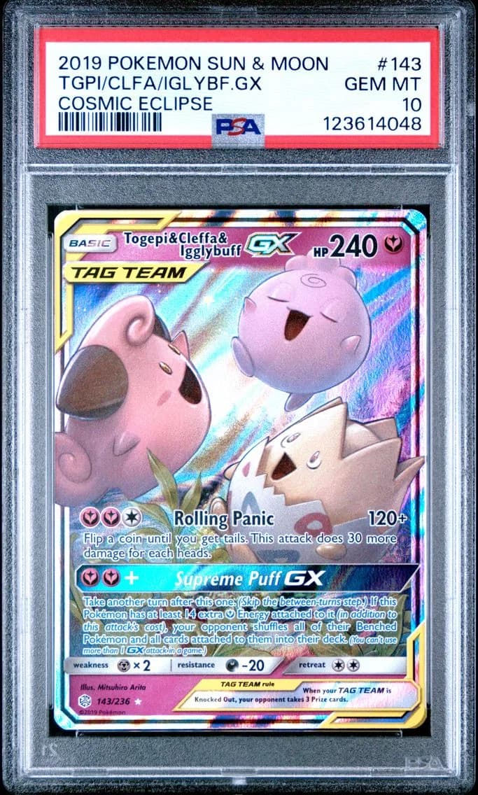 2019 #143 Togepi & Cleffa & Igglybuff GX PSA 10 Sun & Moon Cosmic Eclipse Pokemon