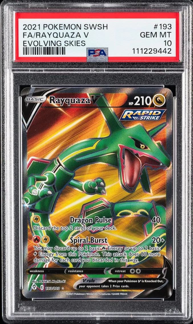 2021 #193 Full Art/Rayquaza V PSA 10 Sword & Shield Evolving Skies Pokemon