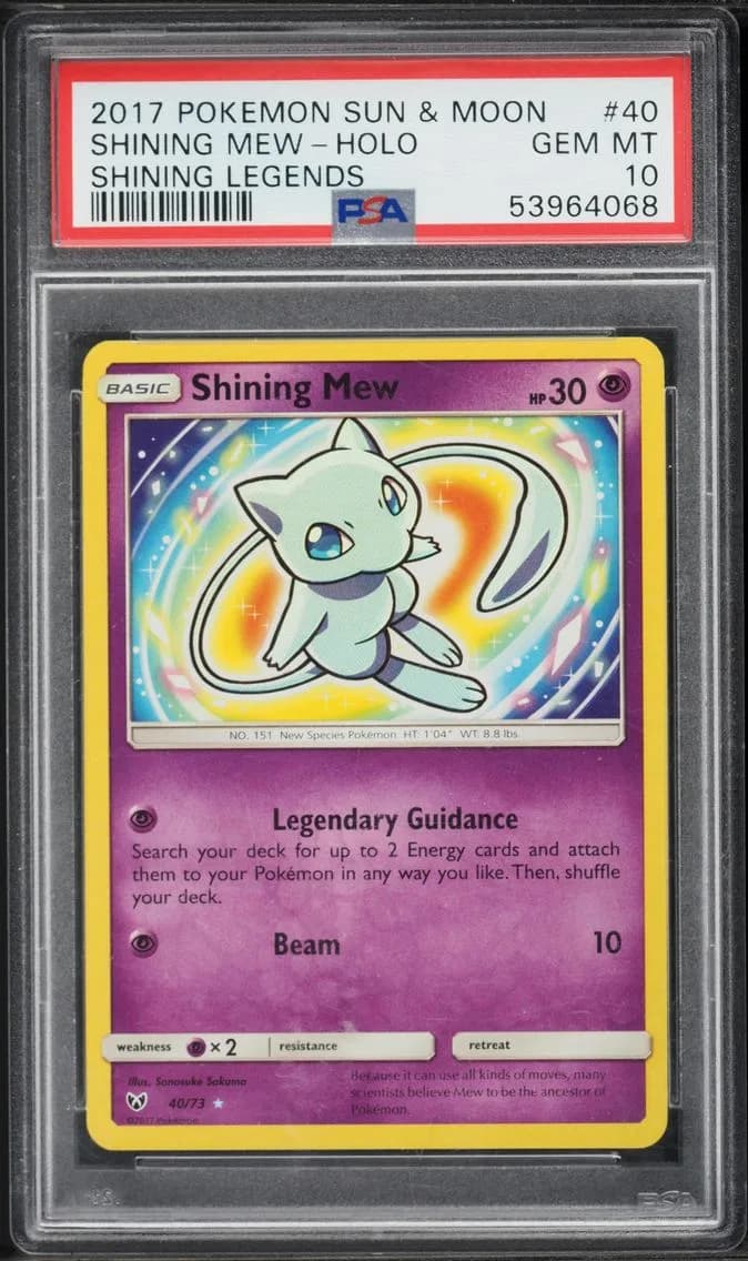 2017 #40 Shining Mew-Holo PSA 10 Sun & Moon Shining Legends Pokemon