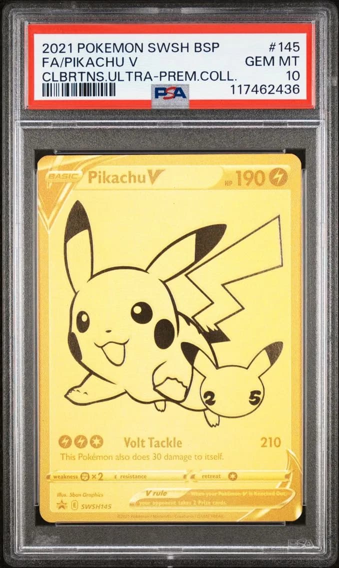 2021 #145 Full Art/Pikachu V PSA 10 Swsh Black Star Promo Pokemon